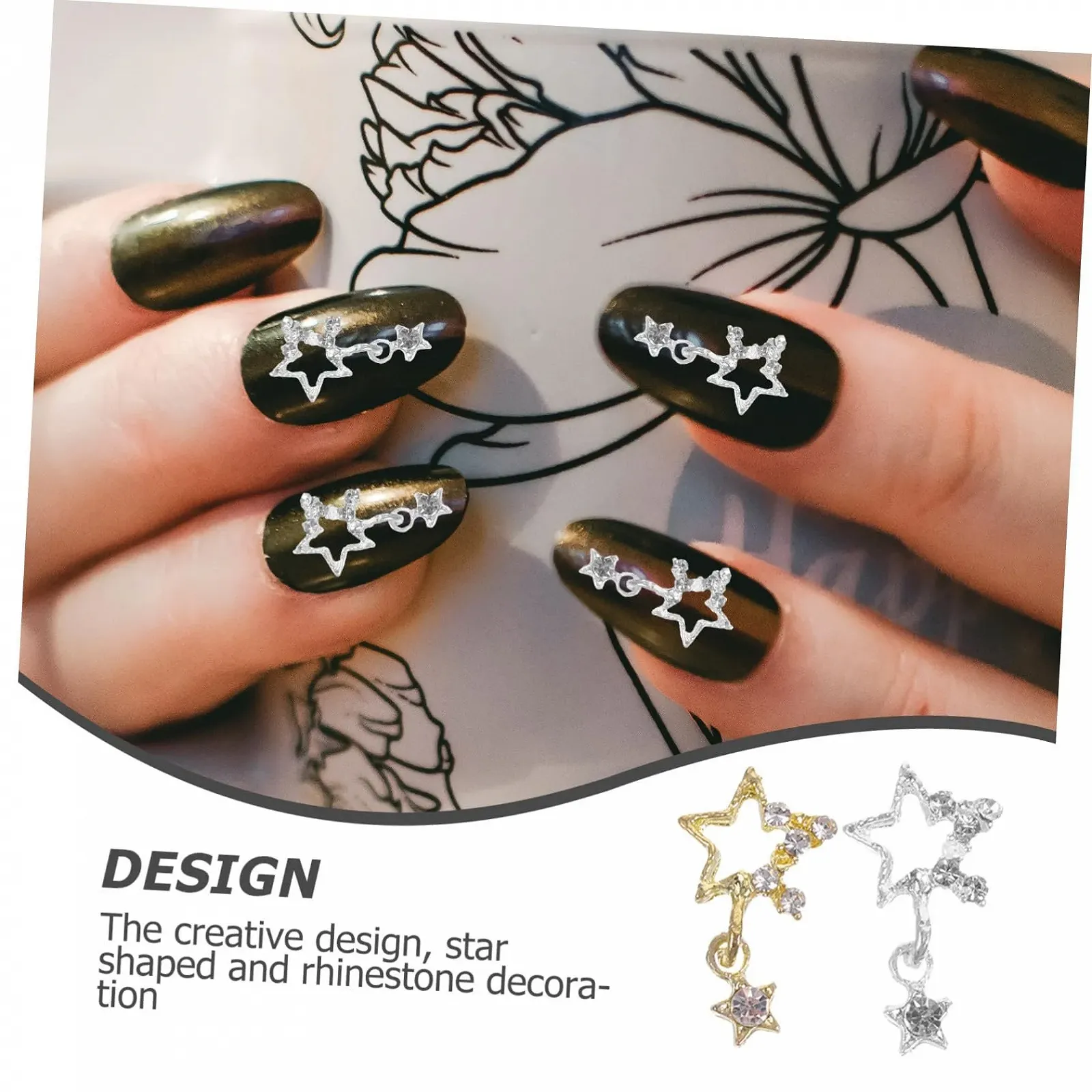 Подвеска для ногтей FRCOLOR 3D Стразы для маникюра 30 шт. Звезды, фото №4