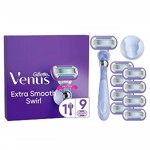 Бритва Gillette Venus Extra Smooth Swirl с 9 сменными лезвиями и держателем - Фото 1