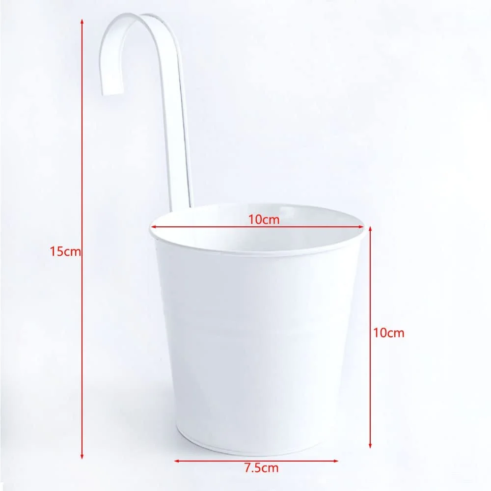 Підвісні вазони Набір з 4 шт. Металеві зі знімними гачками та дренажним отвором Білі, фото №3 Підвісні вазони Набір з 4 шт. Металеві зі знімними гачками та дренажним отвором Білі, фото №3