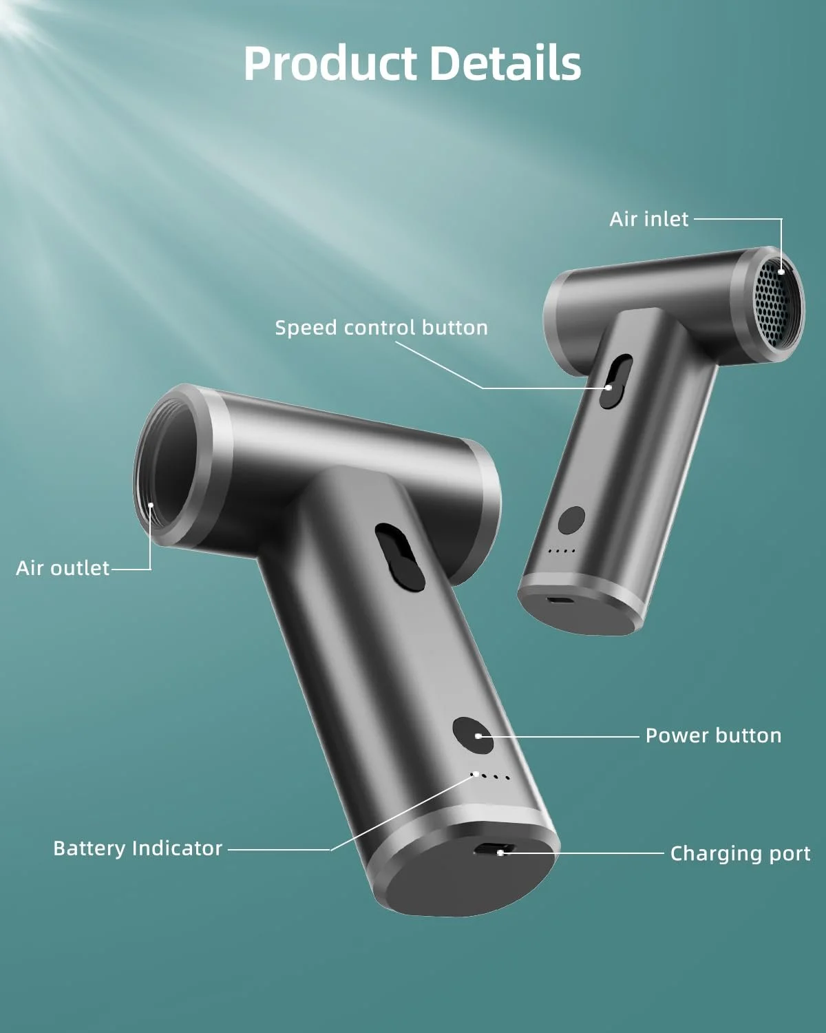 Аккумуляторная воздуходувка 110,000 RPM металлический корпус 9-в-1 комплект, фото №6 Аккумуляторная воздуходувка 110,000 RPM металлический корпус 9-в-1 комплект, фото №6
