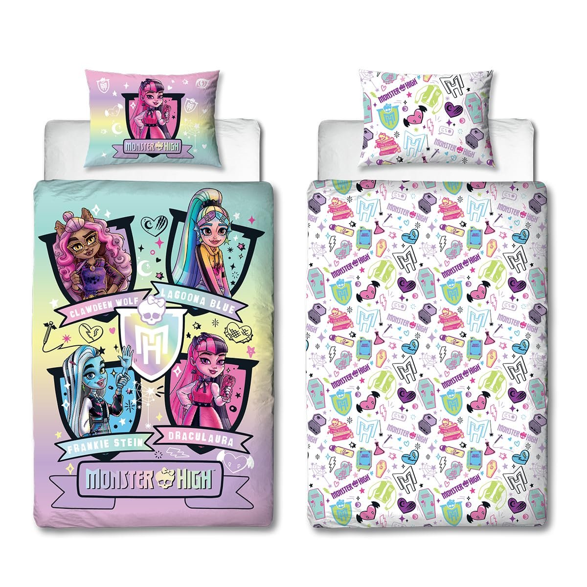 Комплект постільної білизни (підковдра та наволочка) Character World Monster High, одинарний, двосторонній, полікотон, фото №1