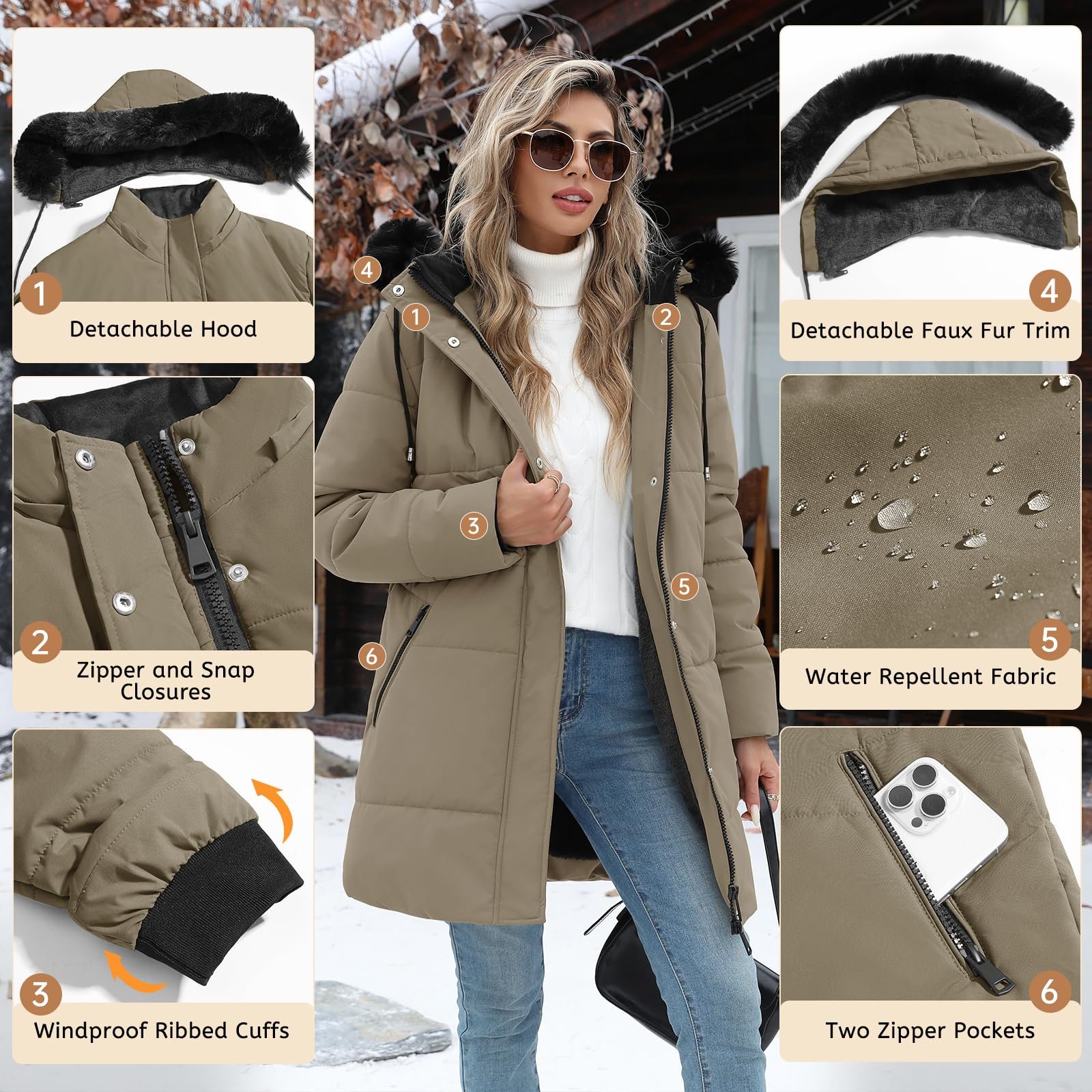 Жіноча зимова куртка Tuopuda, фото №3