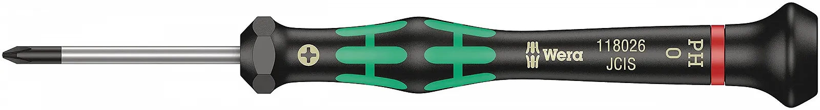 Прецизійна викрутка Wera Kraftform Micro 2050 Phillips PH 0 x 40 мм 05118026001 чорно-зелена, фото №1