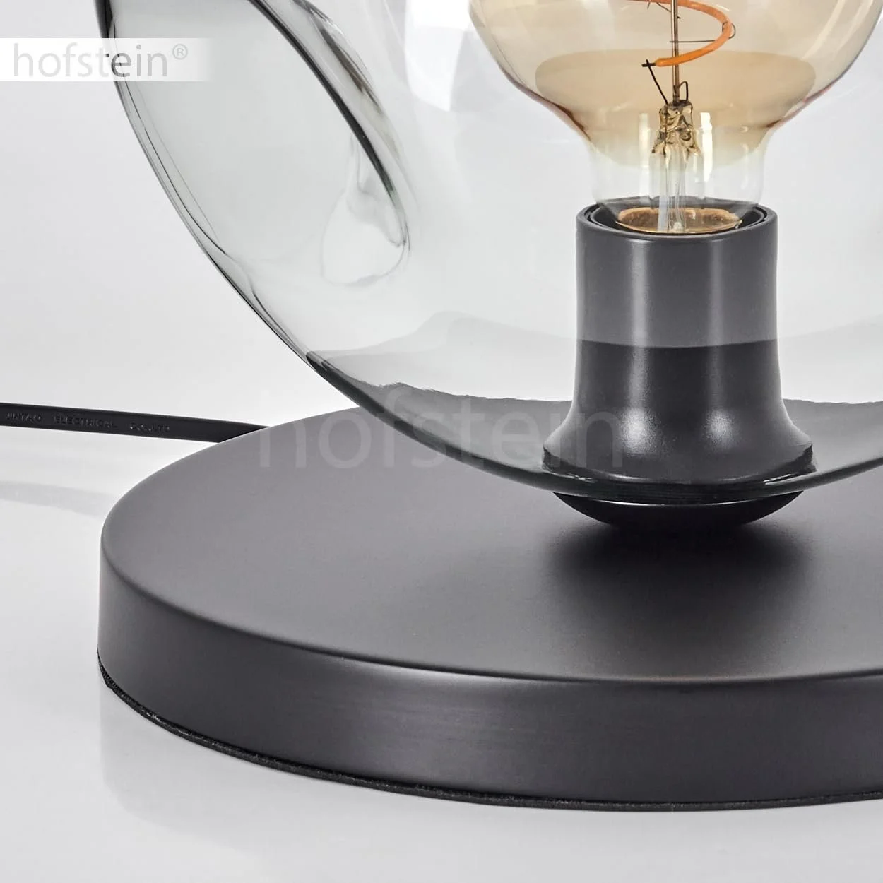 Настільна лампа Ripoll Метал/Скло Сучасний Ретро/Вінтаж Ø 25 см Перемикач на кабелі 1 x E27 Без лампи Чорний/Прозорий, фото №7