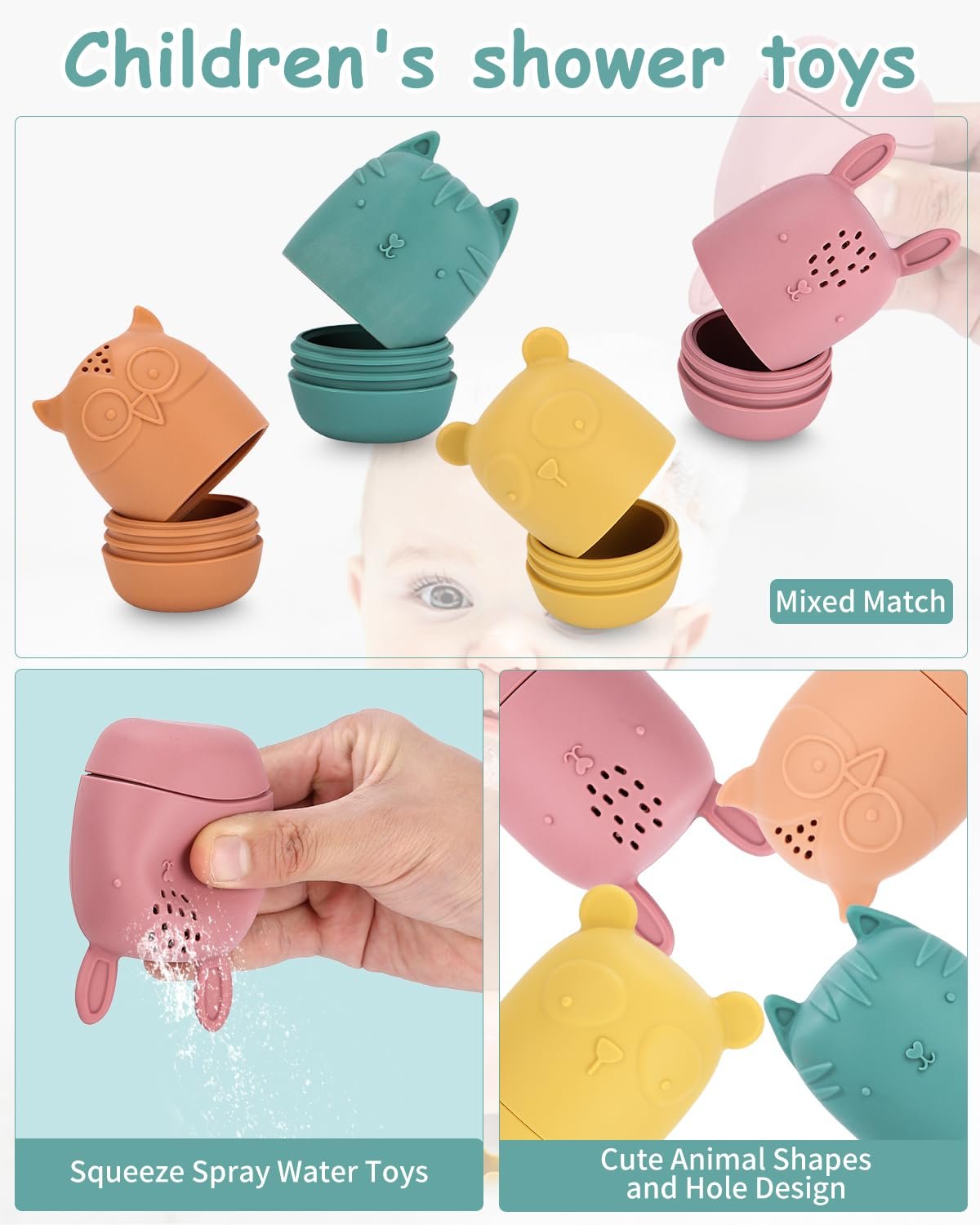 Іграшка для ванни Набір з 7 силіконових тварин, фото №2