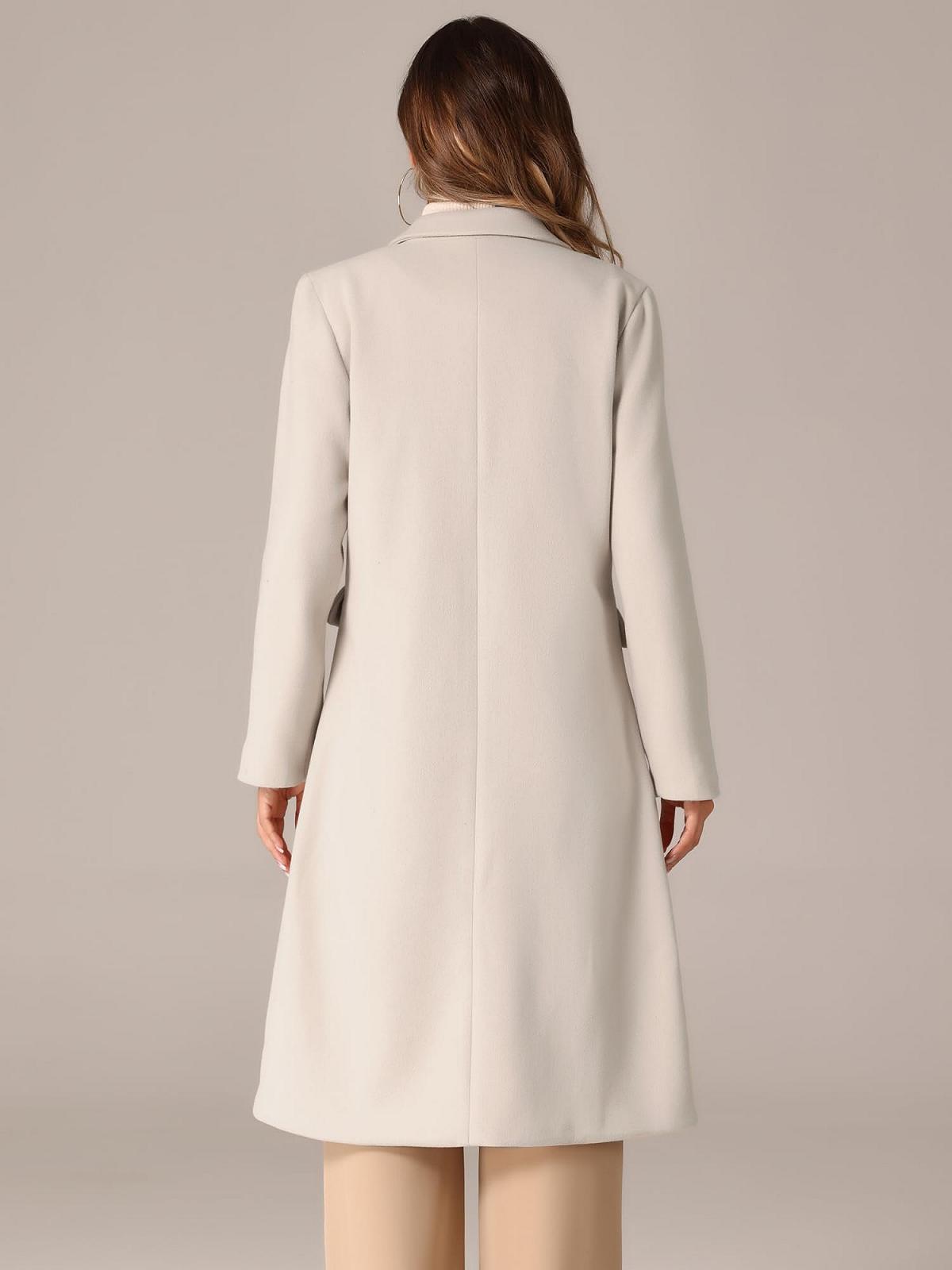 Пальто Allegra K Двубортное С воротником с лацканами Классическое Зимнее, фото №3