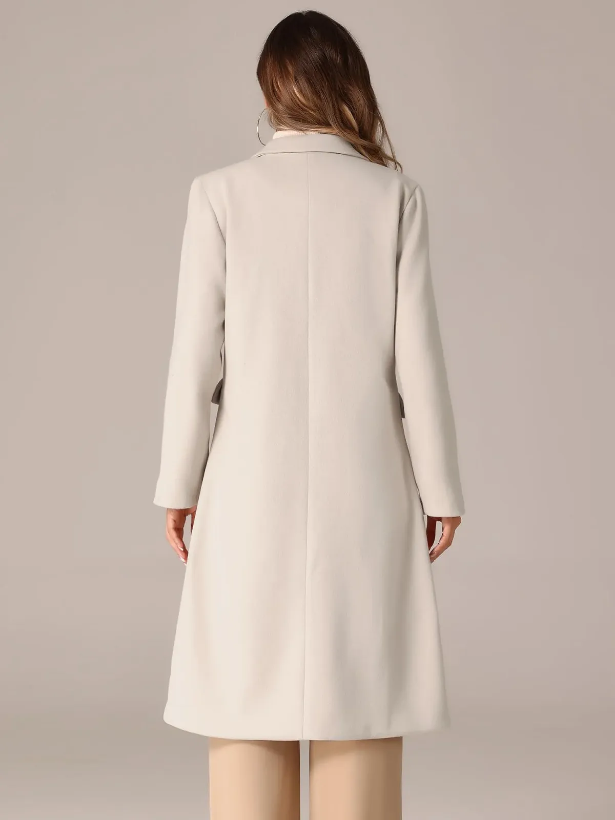 Пальто Allegra K Двубортное С воротником с лацканами Классическое Зимнее, фото №3 Пальто Allegra K Двубортное С воротником с лацканами Классическое Зимнее, фото №3