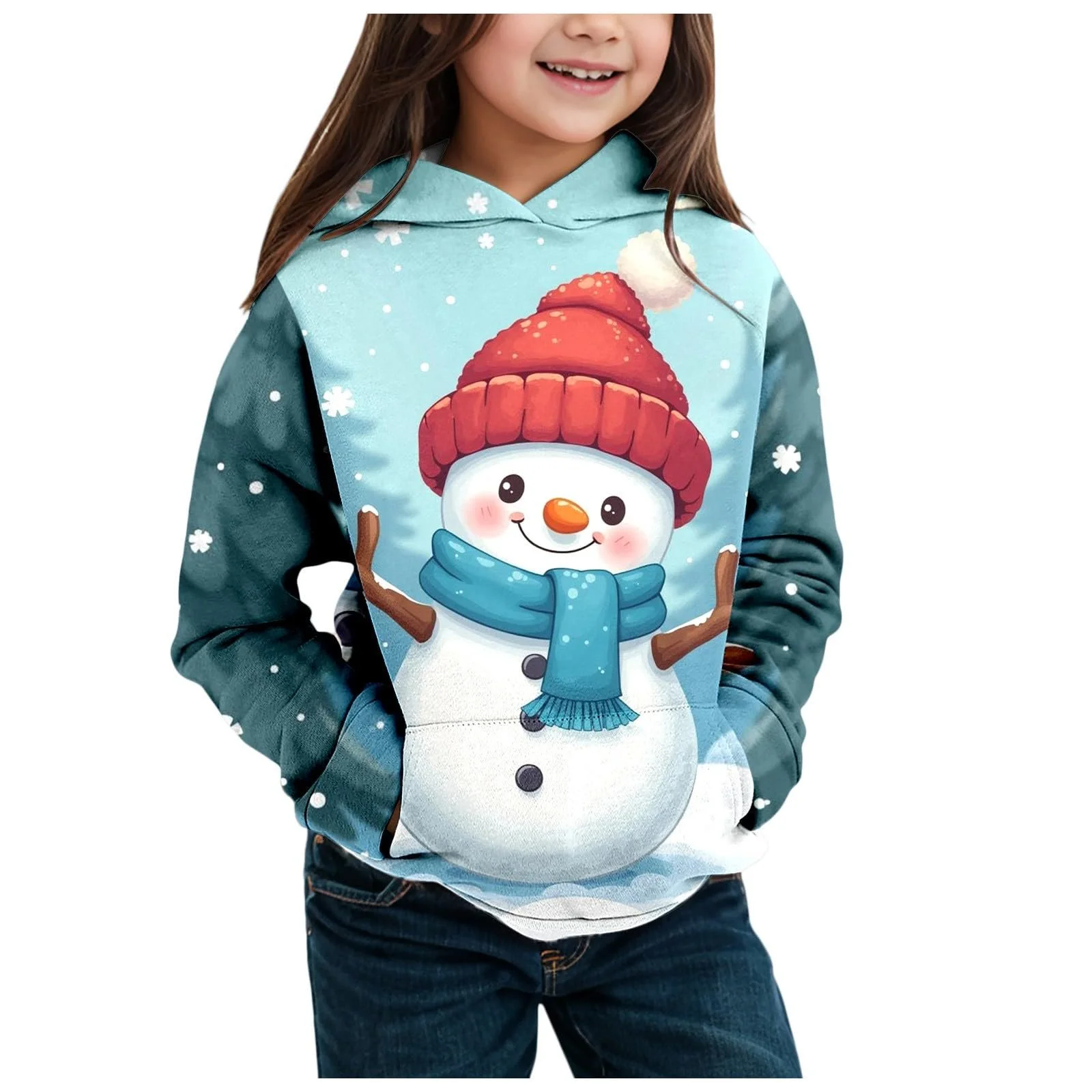 Худі Різдвяне і дівчаток з довгими рукавами та модним принтом, фото №1