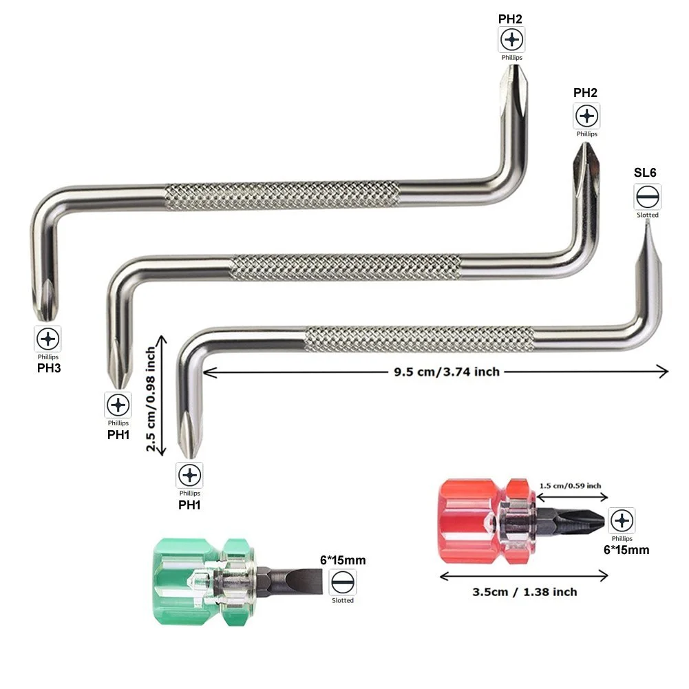 Викрутка Coolais Offset Magnetic Right Angle Phillips Slotted Z Shape Mini 90 Degree 5 in 1 ZSDS-01, фото №2
