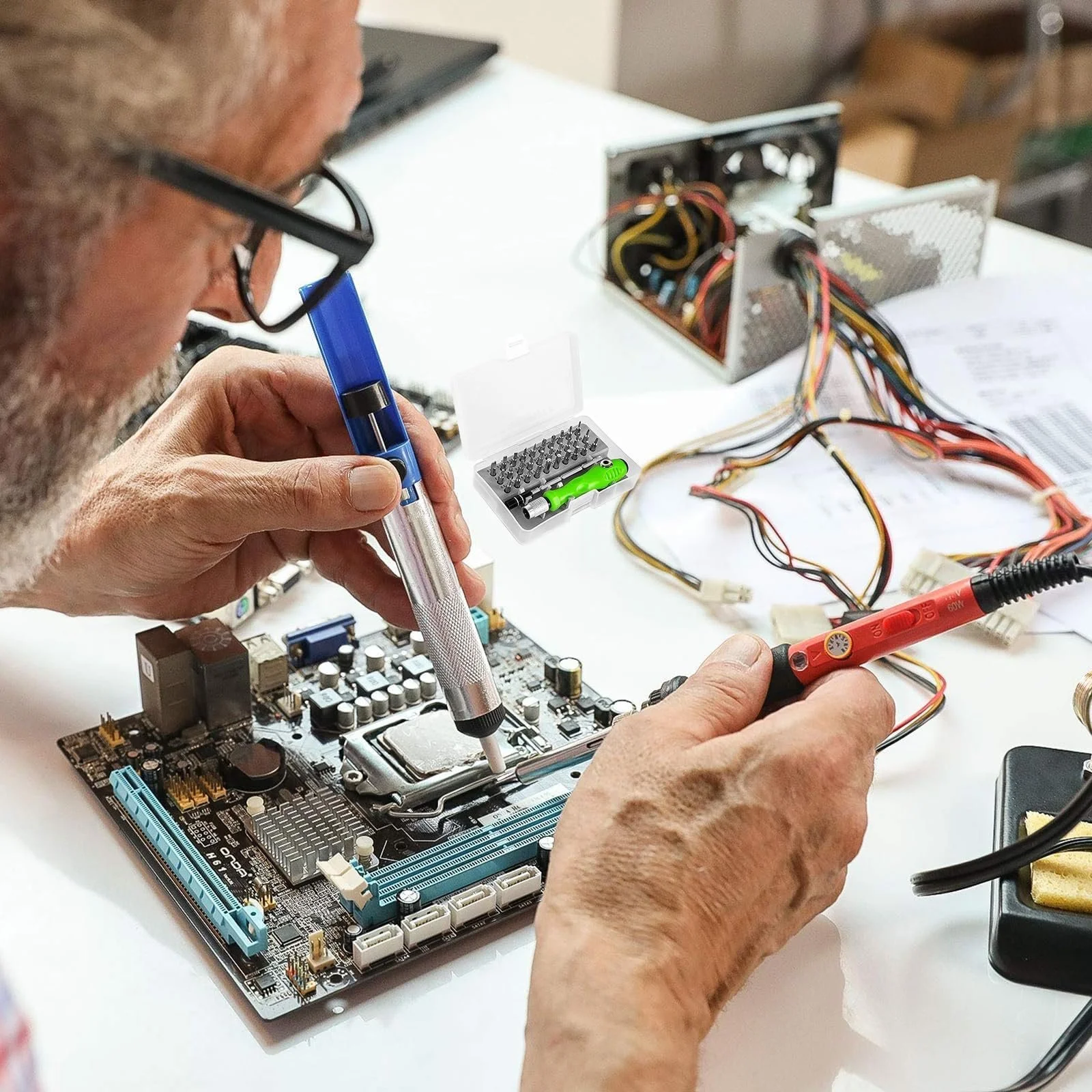 Набір прецизійних механічних викруток HASLED 32-в-1 з тріскачкою магнітний регульований, фото №6