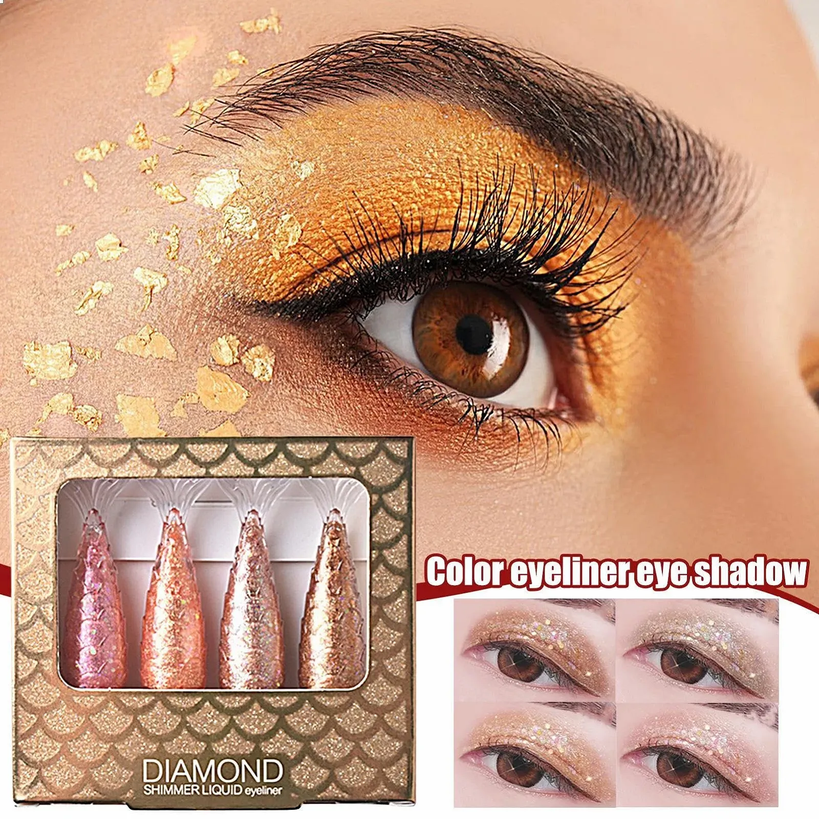 Карандаш для глаз Glänzende, с блестками, 4 цвета, фото №3