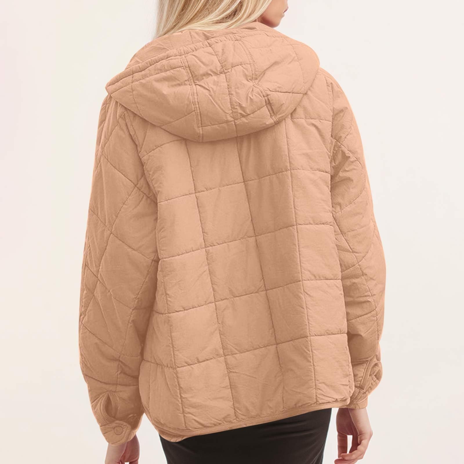 Жіноча Куртка стьобана з капюшоном Коротка однотонна, фото №6