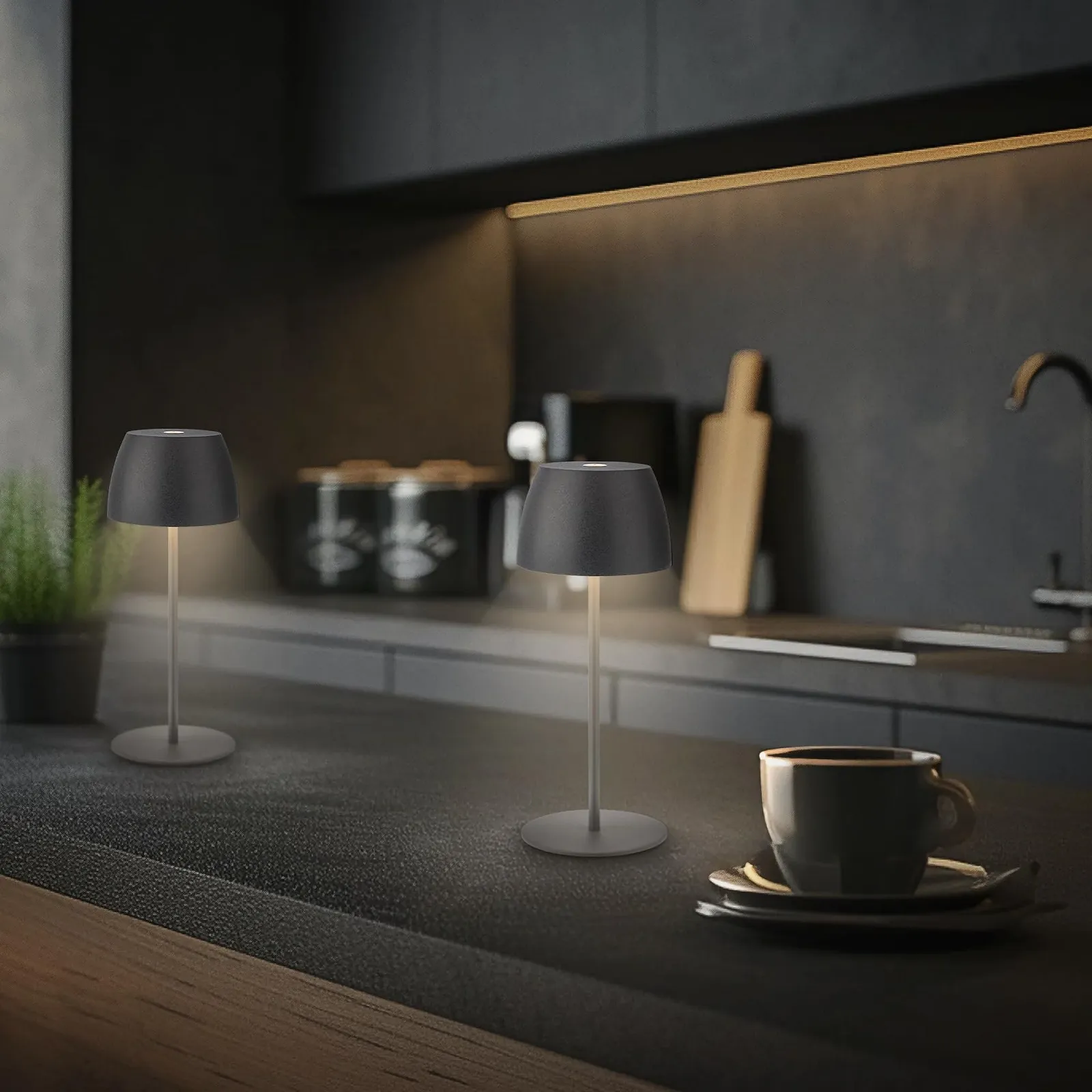 Настольная лампа BRILONER LED Wireless IP44 Набор 2 шт. 8 x 20 см Черный, фото №3