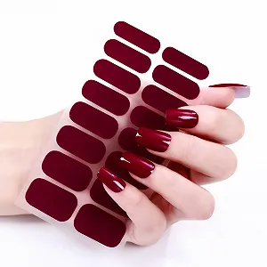 Наклейки для ногтей Nail Polish Strips 36 шт. Бордовый Самоклеящиеся гелевые полоски synthetic.ua - Фото 1