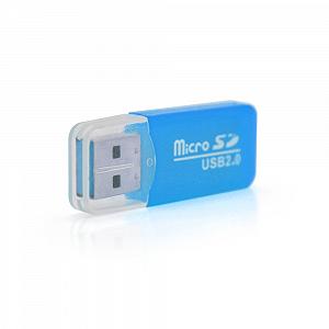 Кардридер универсальный MERLION CRD-1BL TF/Micro SD USB2.0, Blue OEM Q1500