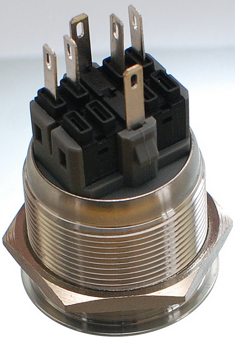 Кнопка антивандальна VJ Parts d28mm стрижка 25mm h34mm 6 контактів індикація, фото №2