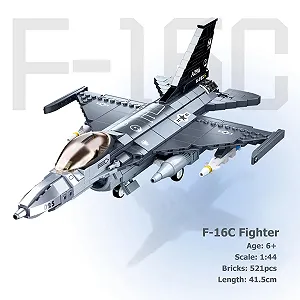 Конструктор Самолёт HIGH GODO F-16C Истребитель, Eurofighter Модель Масштаб 1:44 521 Деталь WW2 Немецкий Военный Самолёт, Подарок на День рождения от 6 лет Мальчикам или Взрослым synthetic.ua - Фото 1