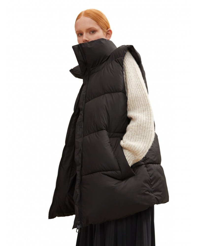 Жилетка belted puffer vest 1033562-14482 Tom Tailor Чорний L, фото №2