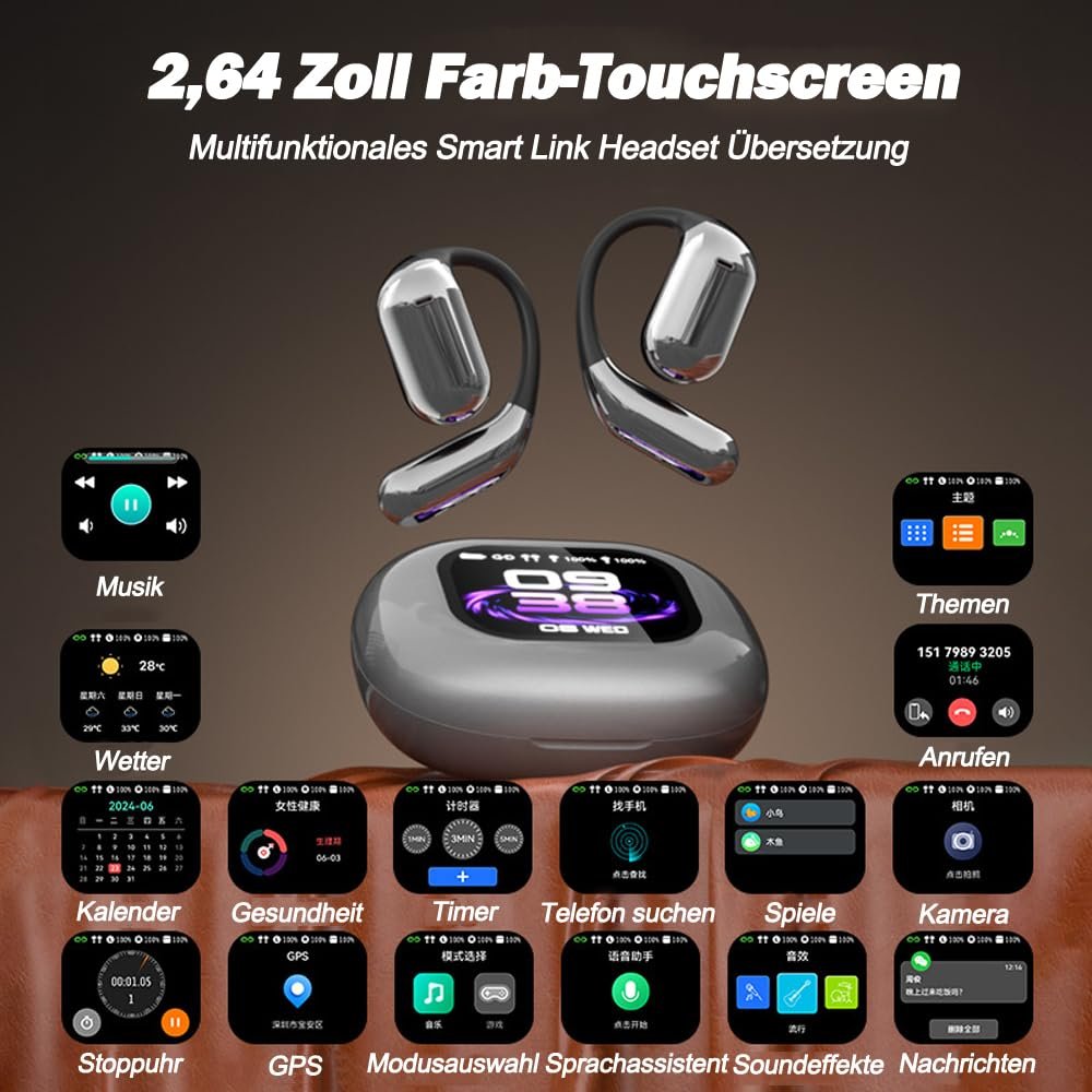 Навушники для перекладу Ki з сенсорним LCD екраном, фото №7 Навушники для перекладу Ki з сенсорним LCD екраном, фото №7