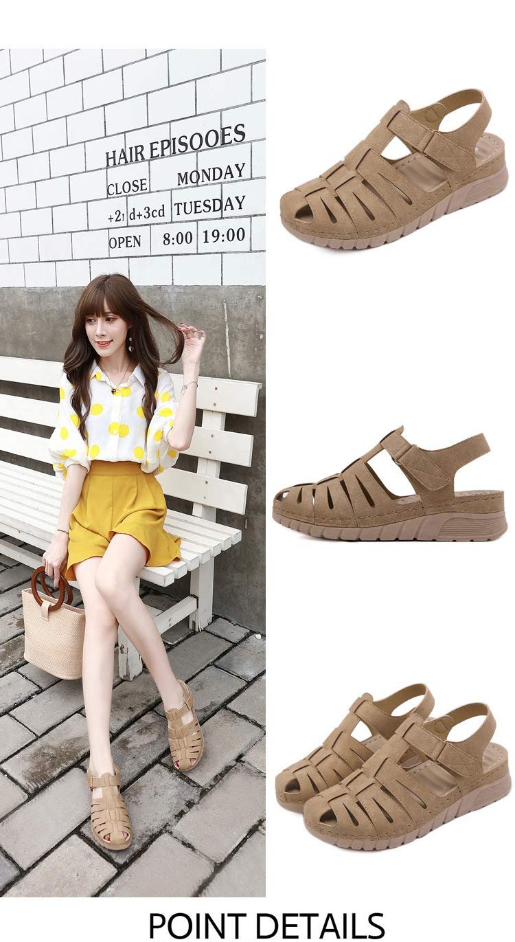 Жіночі сандалі із закритим носком М'яка шкіра Повсякденні літні, фото №5