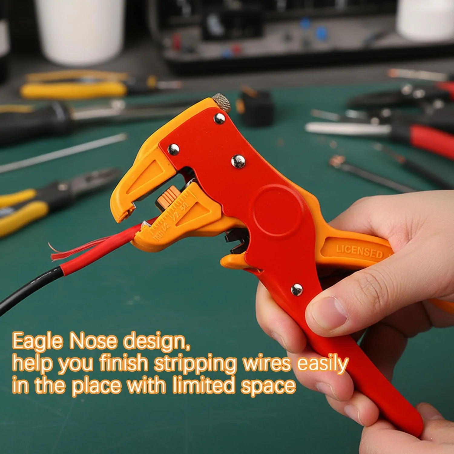 Стриппер для проводов электрический Quickwire регулируемый типа «клюв утки» для кабелей и обжима проводов, фото №7