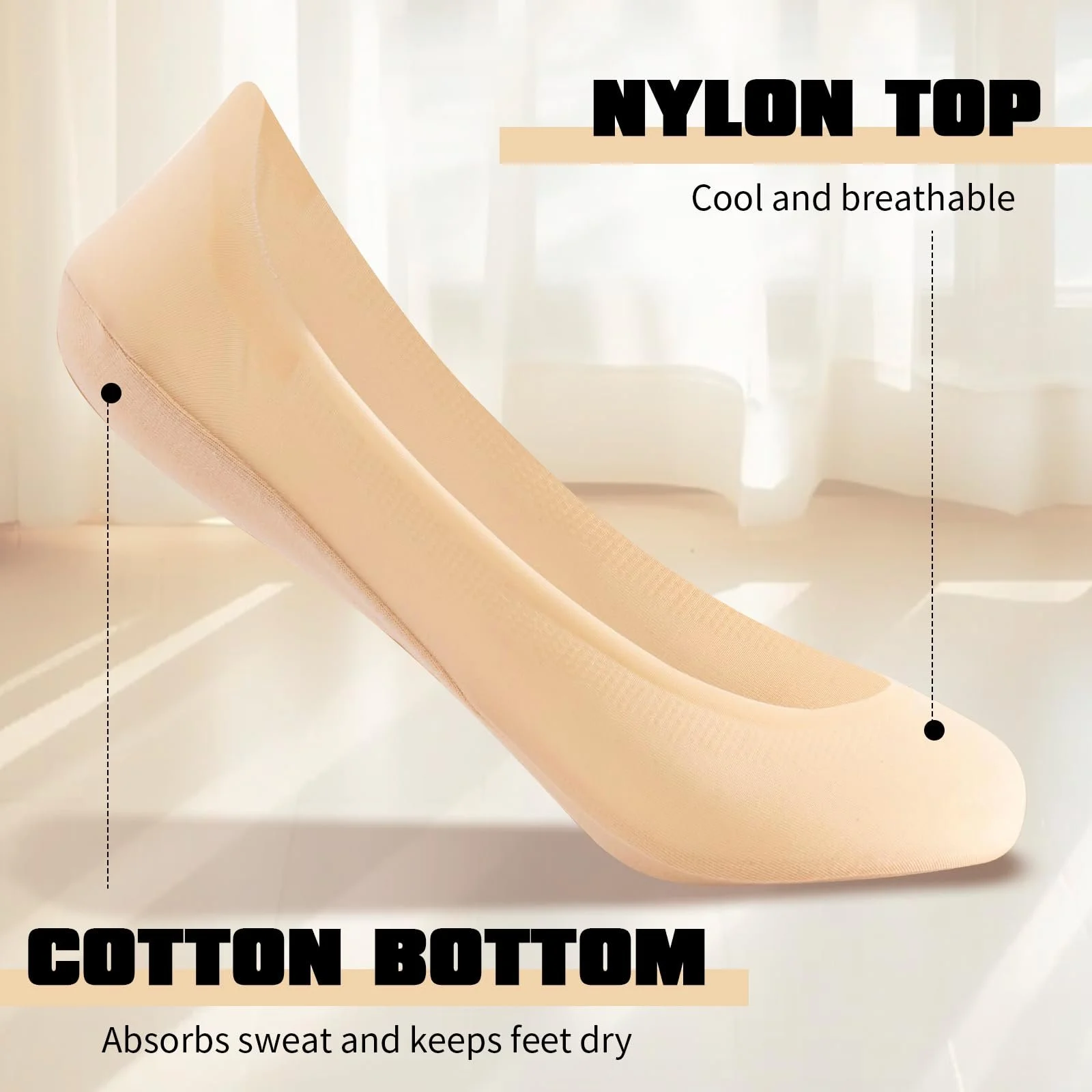 Шкарпетки жіночі невидимі нейлонові 5 пар, 38-42, балетні шкарпетки, фото №4