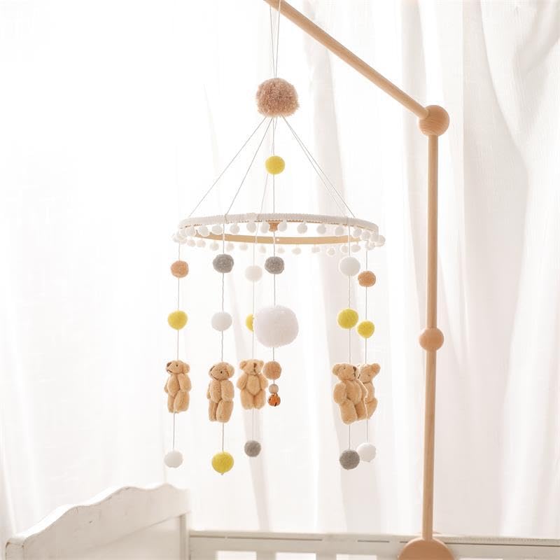 Іграшка мобіль для дитячого ліжечка з дерев'яними вітряками із фетровими кулями для декору дитячої кімнати подарунок для новонароджених (Коричневий Ведмедик), фото №2 Іграшка мобіль для дитячого ліжечка з дерев'яними вітряками із фетровими кулями для декору дитячої кімнати подарунок для новонароджених (Коричневий Ведмедик), фото №2
