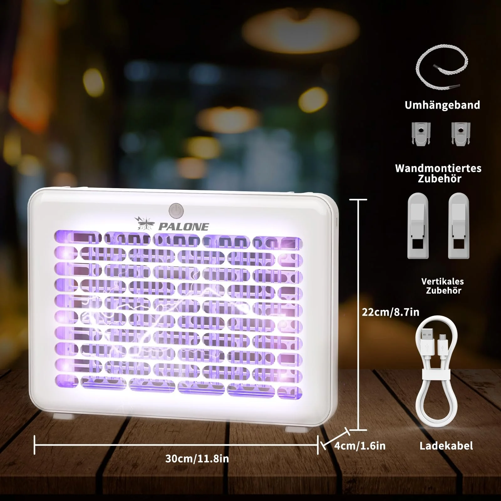 Знищувач комах електричний PALONE 4000 V USB 1200 mAh з 6 УФ-світлодіодами підвісний, фото №5