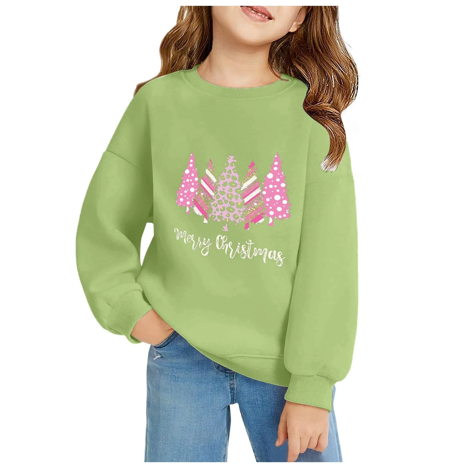 Детский рождественский джемпер, Ёлка, Теплый джемпер с длинными рукавами для детей, Рождественский джемпер с круглым вырезом, размер 134, фото №2