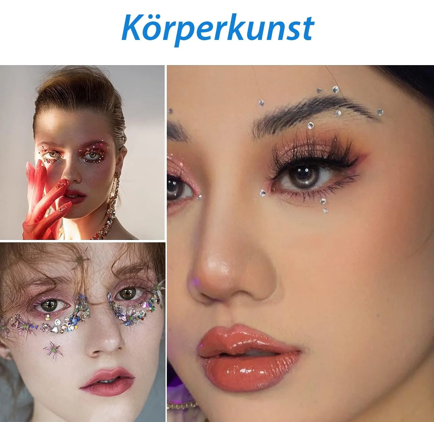 Самоклеючі блискучі камінці, 2300 штук, блискучі діаманти для макіяжу обличчя, прикрас та святкових аксесуарів, 14 аркушів, фото №5