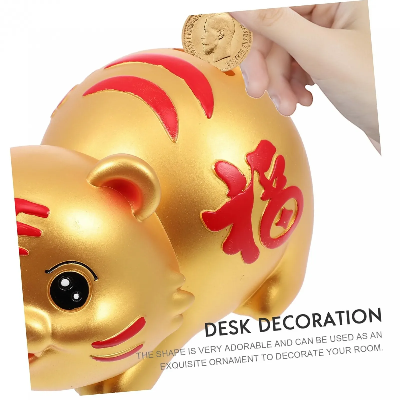 Копилка VICASKY Тигр Небьющаяся Золотистая для детской комнаты, фото №4