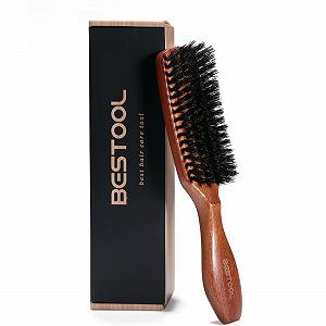 Щетка для волос BESTOOL, щетка из щетины кабана для женщин, мужчин и детей, для распутывания и укладки, натуральная щетина для тонких волос, щетка для бороды, ручка из черного ореха, красно-коричневая - Фото 1