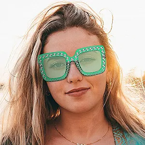 Солнцезащитные очки женские с Rhinestone. Квадратная оправа. synthetic.ua - Фото 1