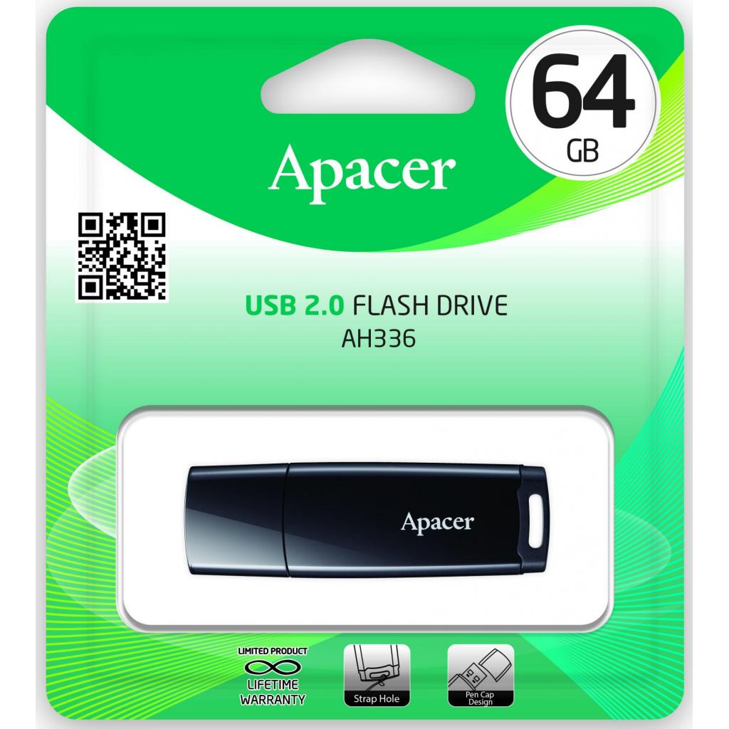 USB флеш-накопичувач Apacer 64gb AH336 Black USB 2.0 AP64GAH336B-1, фото №5