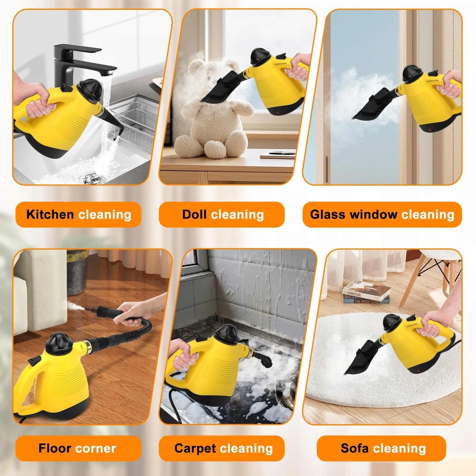 Ручний пароочисник 1050 Вт 450 мл 3.5 бар 8 аксесуарів 2 м кабель, фото №8 Ручний пароочисник 1050 Вт 450 мл 3.5 бар 8 аксесуарів 2 м кабель, фото №8