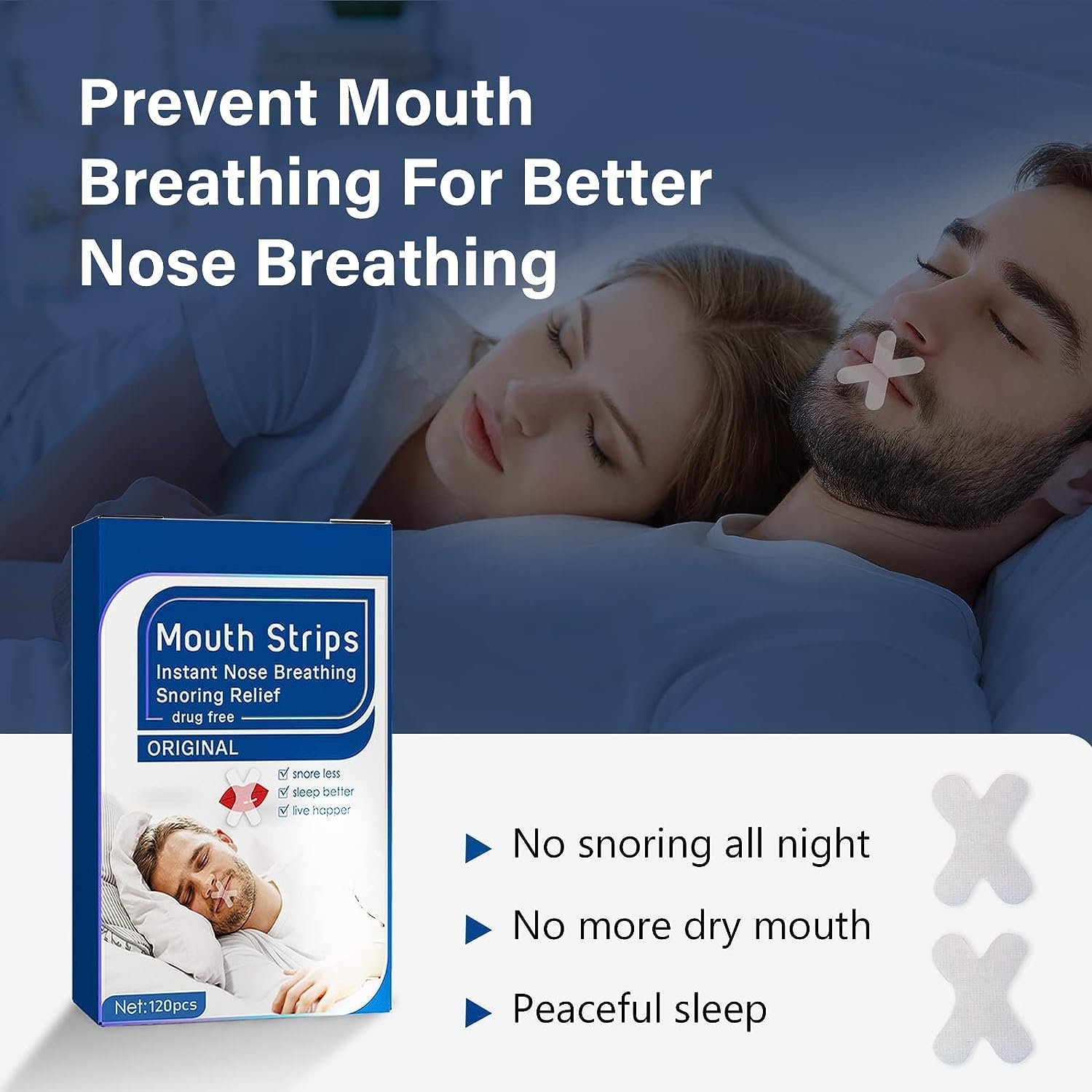 Смужки для рота для сну (120 шт. в упаковці), пластирі від хропіння, фото №6