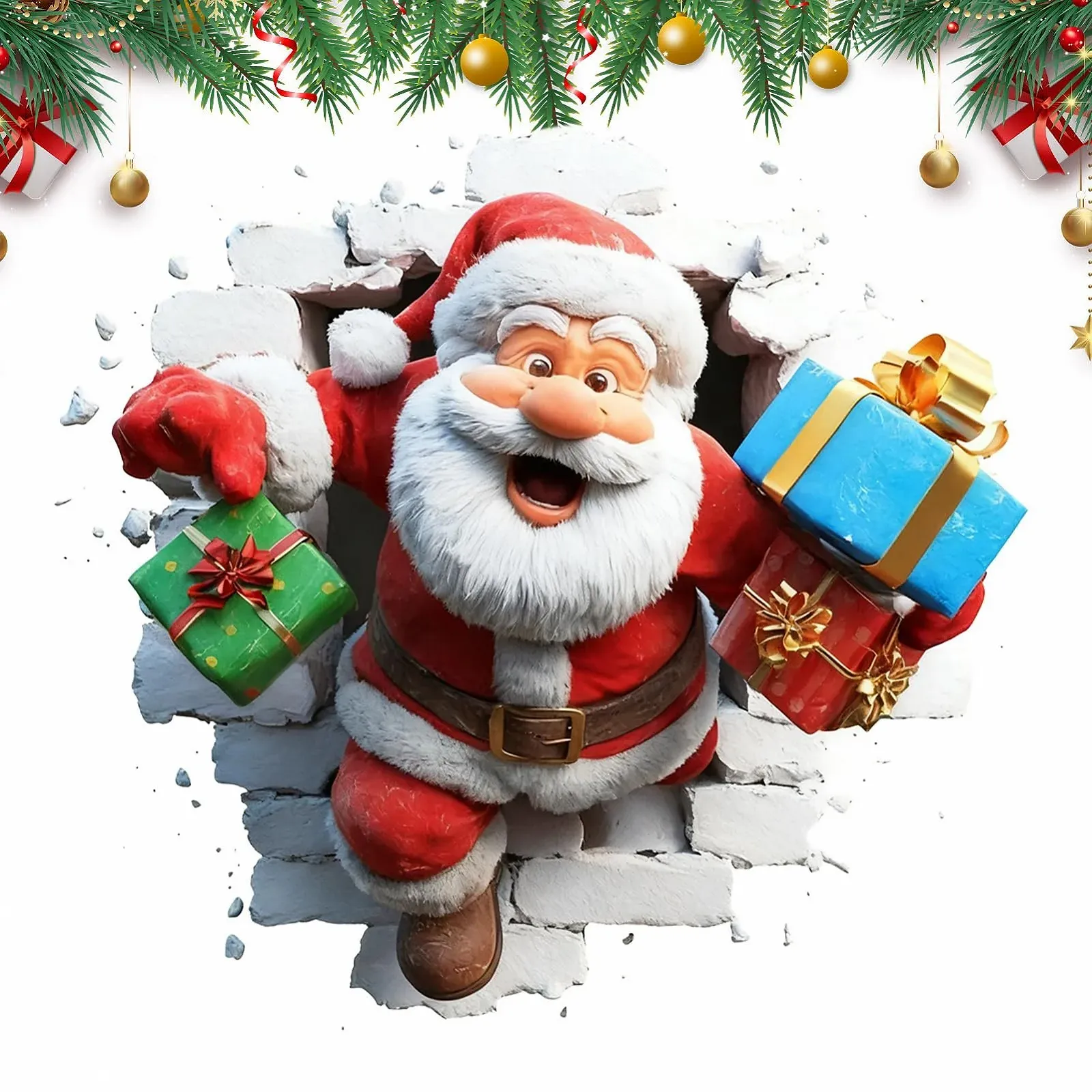 Наклейка на стіну 3D Santa Claus Christmas Sticker, фото №8 Наклейка на стіну 3D Santa Claus Christmas Sticker, фото №8