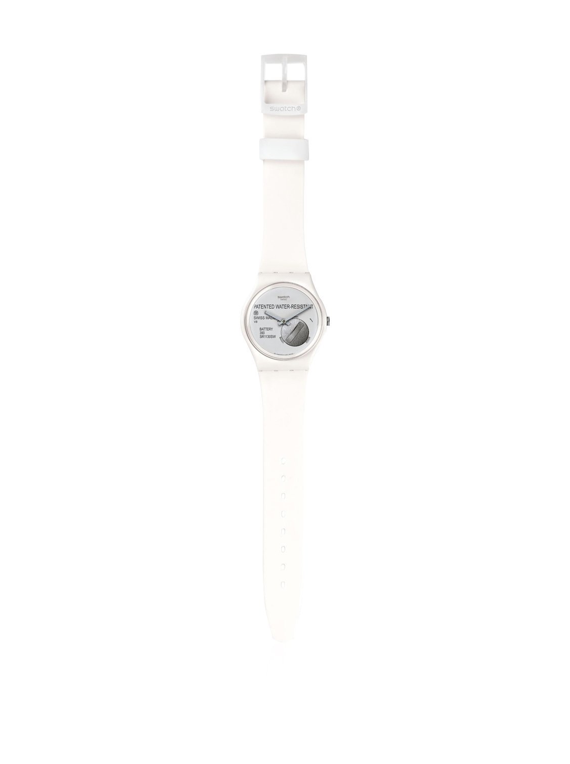 Унисекс Аналоговые Swatch GW170 Кварцевые часы с силиконовым ремешком, бело-серый, ремешок, фото №1