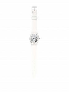 Унисекс Аналоговые Swatch GW170 Кварцевые часы с силиконовым ремешком, бело-серый, ремешок - Фото 1