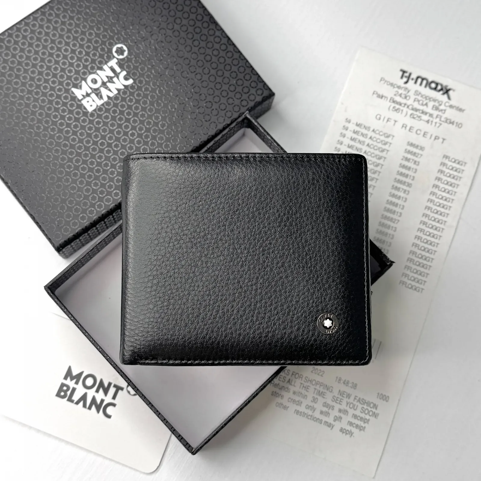 Чоловічий гаманець на магніті шкіряний брендовий Mont Blanc у подарунковій упаковці, фото №1