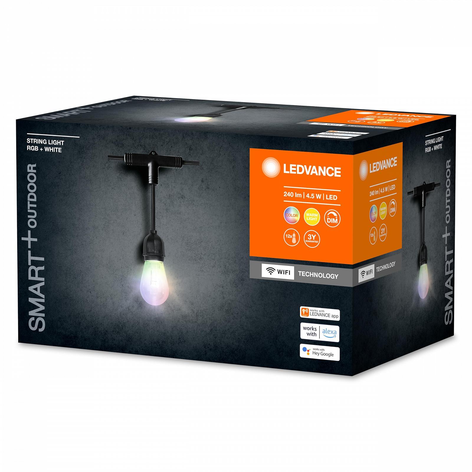 Гірлянда LEDVANCE SMART+ Outdoor WiFi, 4.5 Вт, 240 лм, чорний, теплий білий (3000K) та RGB, фото №10
