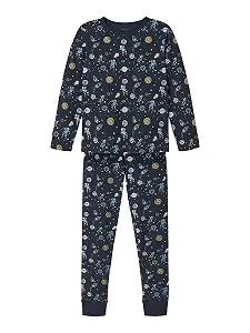 Комплект піжами NAME IT для хлопчиків Nkmnightset Dark Sapphire Space Noos synthetic.ua - Фото 1