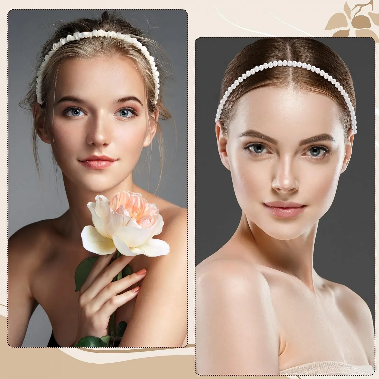 Набір жіночих обручів для волосся з перлами, 6 штук, фото №3