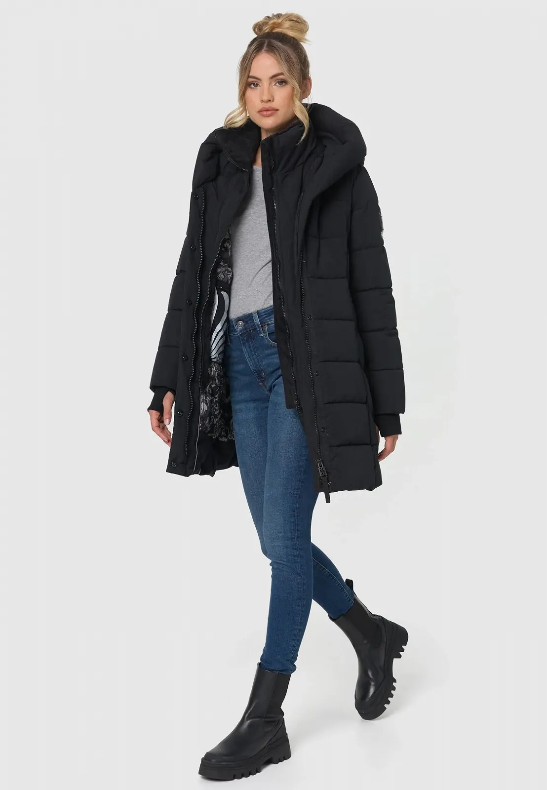 Пальто Navahoo Зимове Тепле стьобане довге з капюшоном і знімним флісовим коміром, фото №6