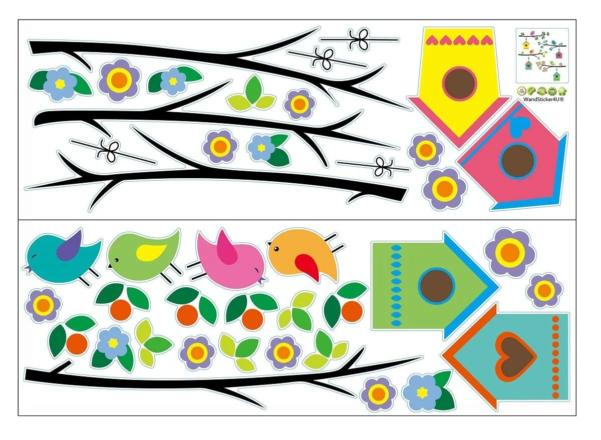 Наклейка на стіну WandSticker4U Метелики та сім'я птахів, фото №8 Наклейка на стіну WandSticker4U Метелики та сім'я птахів, фото №8