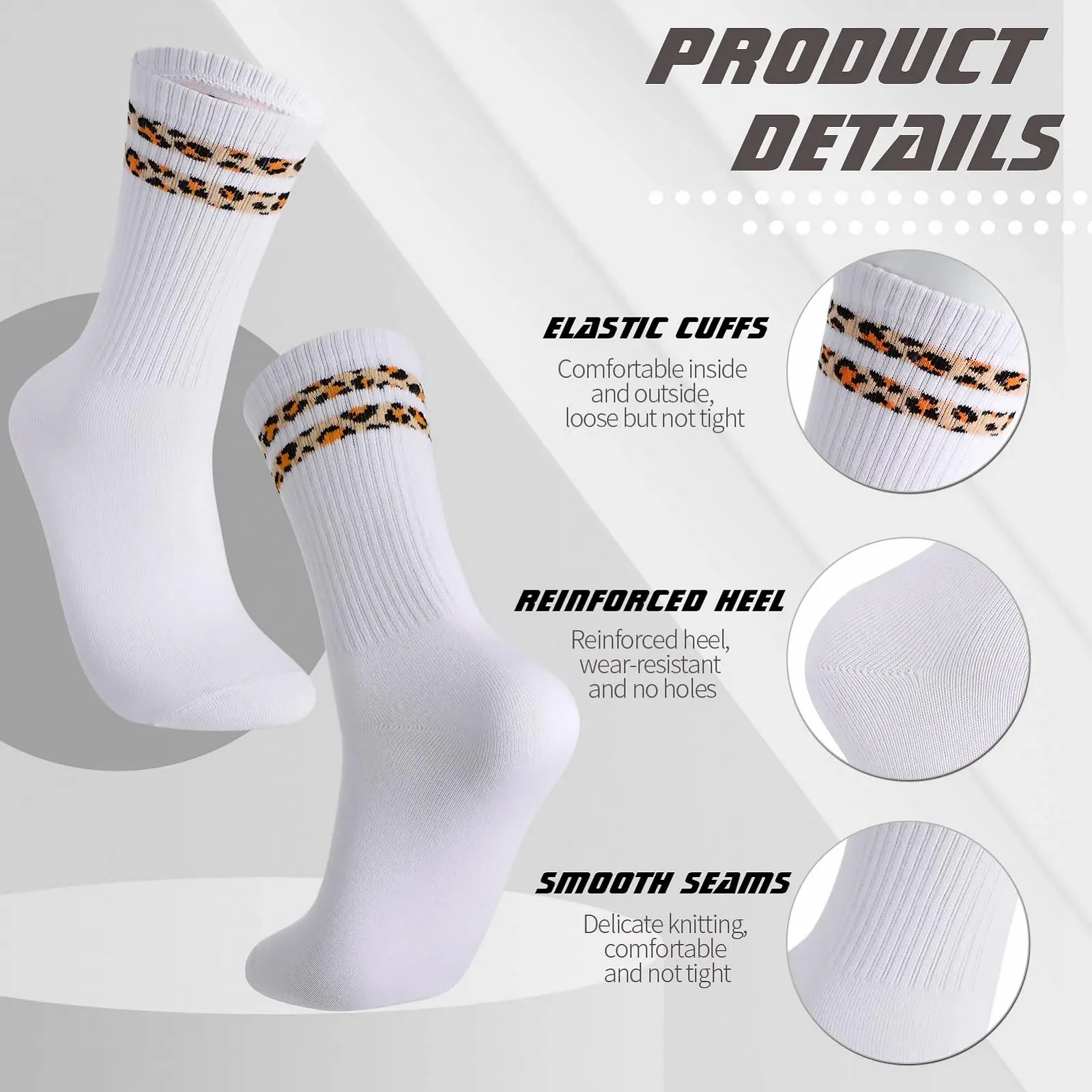 Спортивні шкарпетки з леопардовим принтом, 6 пар, 39-43, фото №3