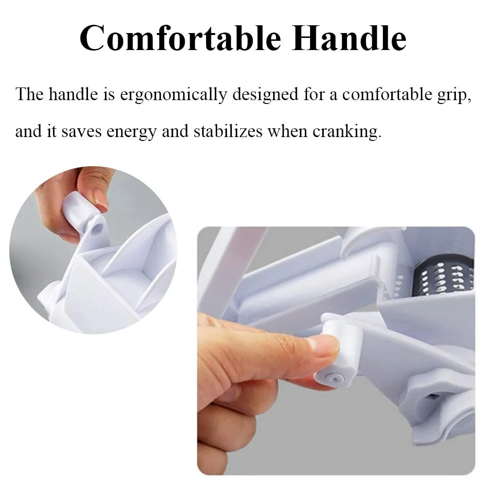 Ручна сирна терка з обертовою ручкою, багатофункціональна кухонна для пармезану, горіхів, шоколаду, часнику, 4 шт., фото №6