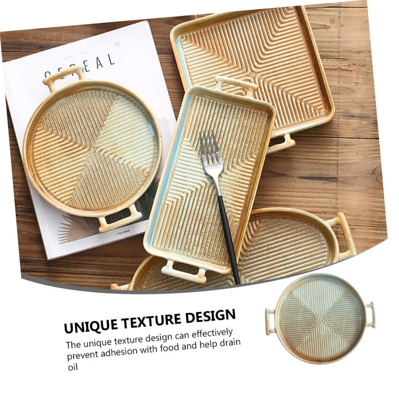 Форма для запекания керамическая круглая с двойной ручкой Vintage, фото №3