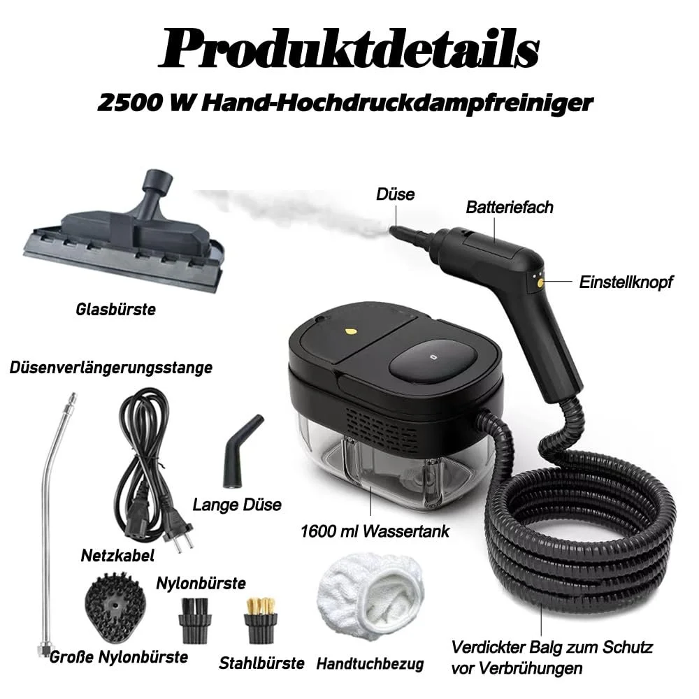 Ручний пароочисник 1600 ml 3.0 bar Портативний, фото №6 Ручний пароочисник 1600 ml 3.0 bar Портативний, фото №6