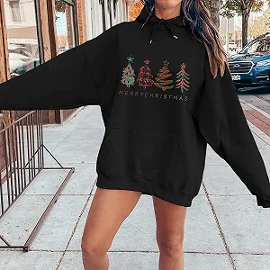 Худі MJIQING Жіночий Різдвяний светр з принтом ялинки synthetic.ua - Фото 1